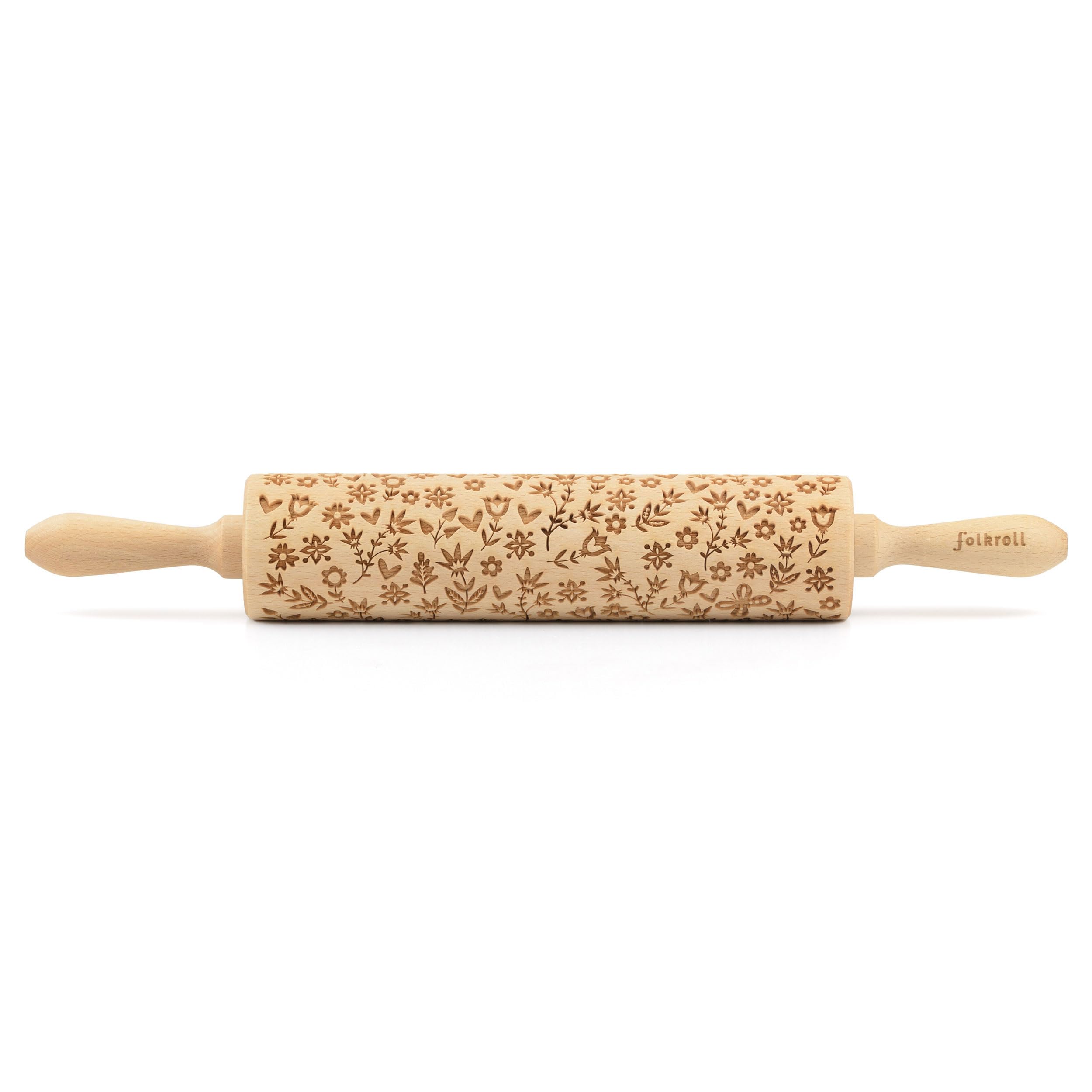 Rouleau à pâtisserie Flower Power Rouleau à gaufrer Motif Bois de hêtre Grand