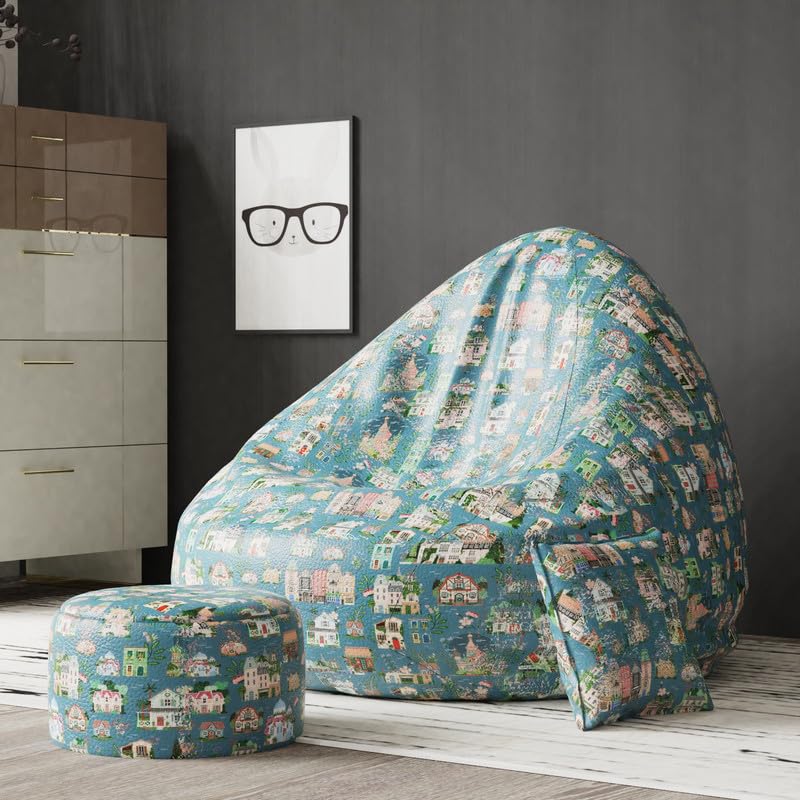 BiggieBean Bag Cover XXXXXL Bean Bag- Full Printed Bean Bag Sofa with Cushion and Footrest - Official : Oreka Homes - Comfort Level : Advanced - (Theme : Horizon Hues)-image-43