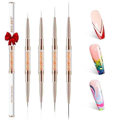 modelones Brochas superfinas para arte de uñas, juego de pinceles de uñas con revestimiento fino, tamaños de 711150.787 in para diseños de pintura