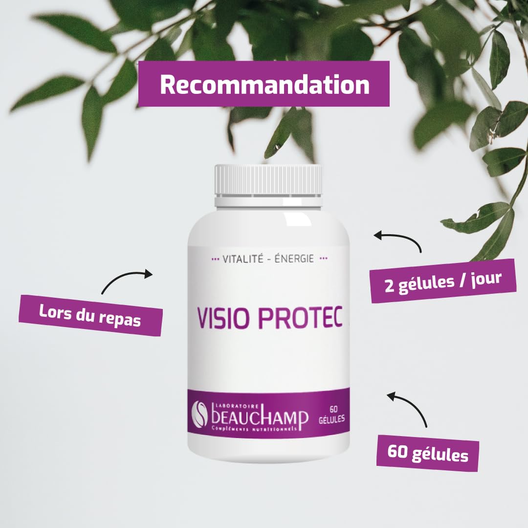 Complément alimentaire VISIO PROTEC - 60 gélules - Pour les yeux et la vision - Myrtille, Lutéine, Zéaxanthine, vitamines et minéraux - Développé en France