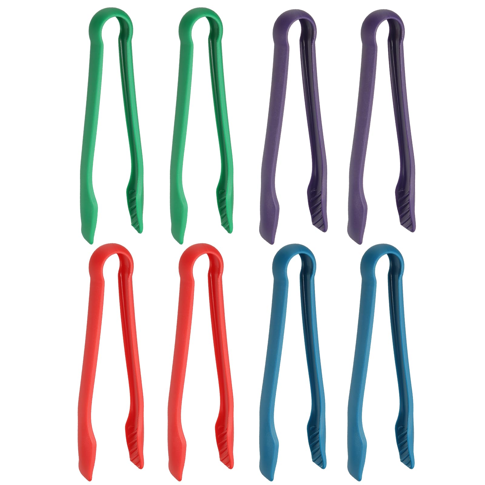 sourcing map 8 Pcs Toaster Tongs, 10 Inch Kitchen Serving Tongs Bread Salad Clip Heat Resistant Food Clamps for Cooking Baking BBQ Buffet Tools, Blue/Green/Purple/Red