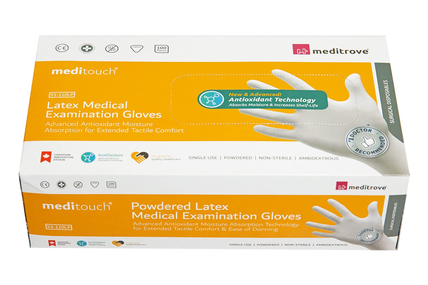 MEDITROVE Meditouch- Non Sterile Powdered Rubber Latex Medical Examination Gloves, (White) - 100 Pieces (Large) (B09SD6MMD1) Amazon Price History, Amazon Price Tracker