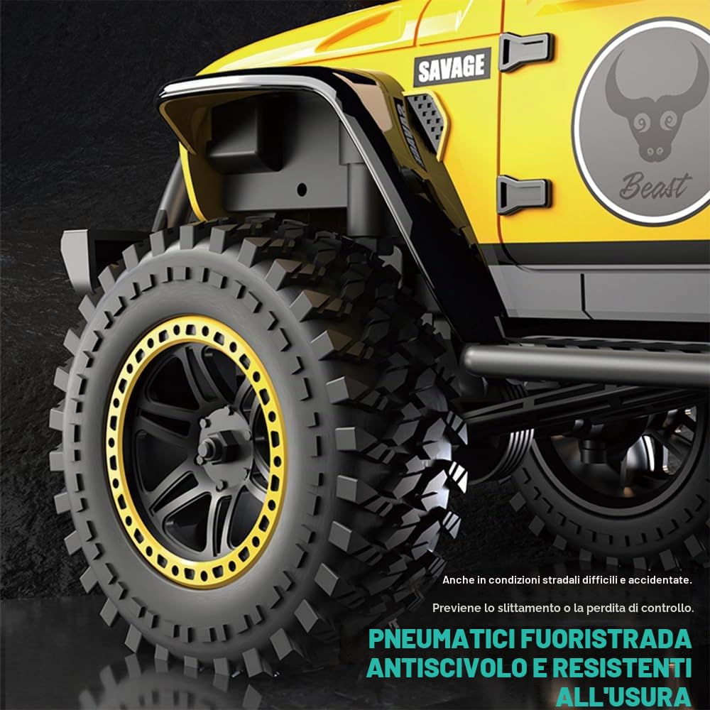 1/20 RC Crawler veicolo da arrampicata radiocomandato modello 4WD Off-Road All Terrain, motore senza spazzole, SG206MAX 3 batterie (giallo)