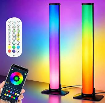 LED Light Bars, 2PCS Dimmable RGB Flow Light Bars 16 Million Colors, Gaming Lights with APP Remote Control,Music Sync for PC, Room, Christmas Decoration [Energy Class F]