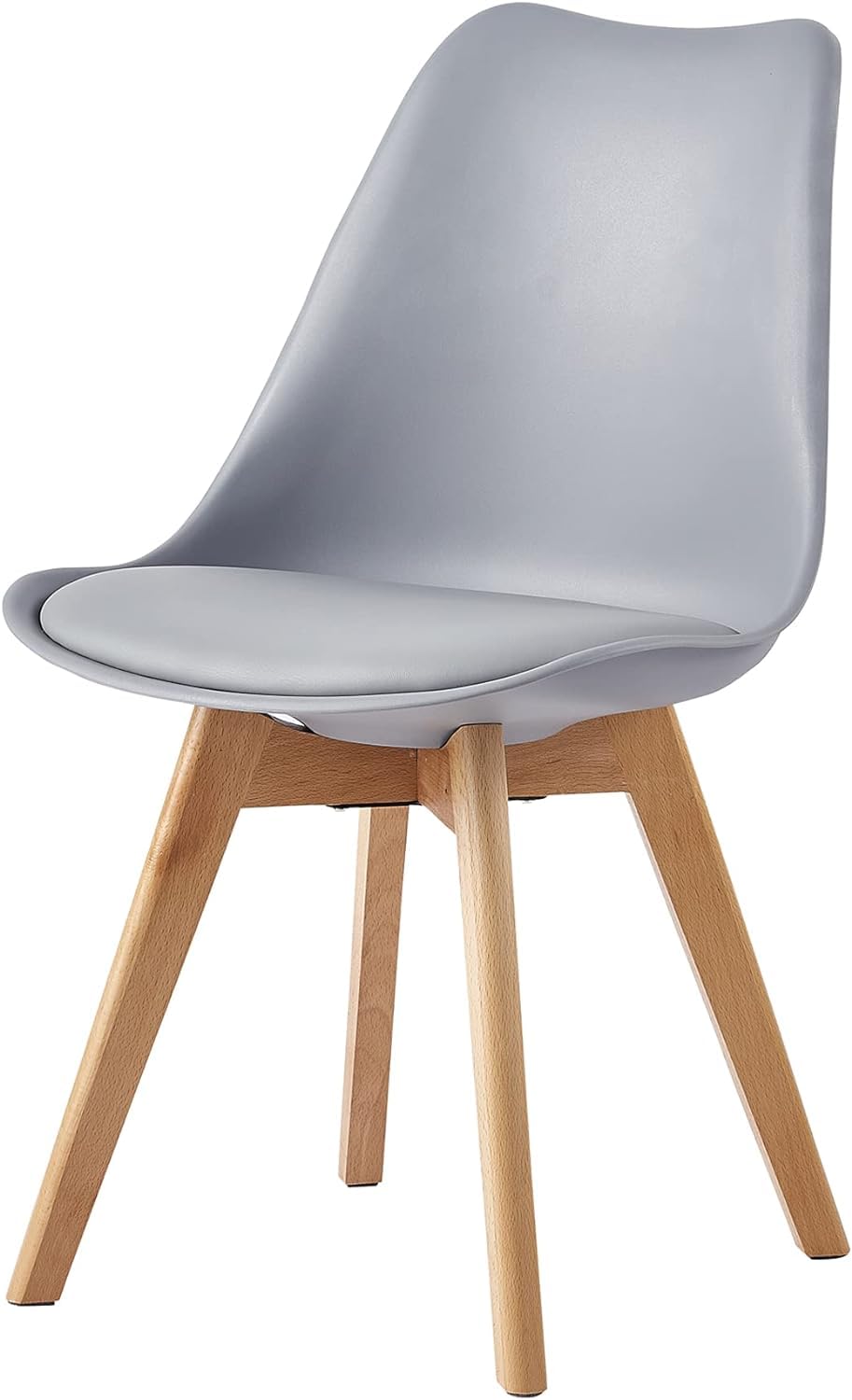 mcc direct Dining Chair with Wooden Legs and Soft Cushion Pad Stylish Retro Lounge Dining Office (Grey) - EVA