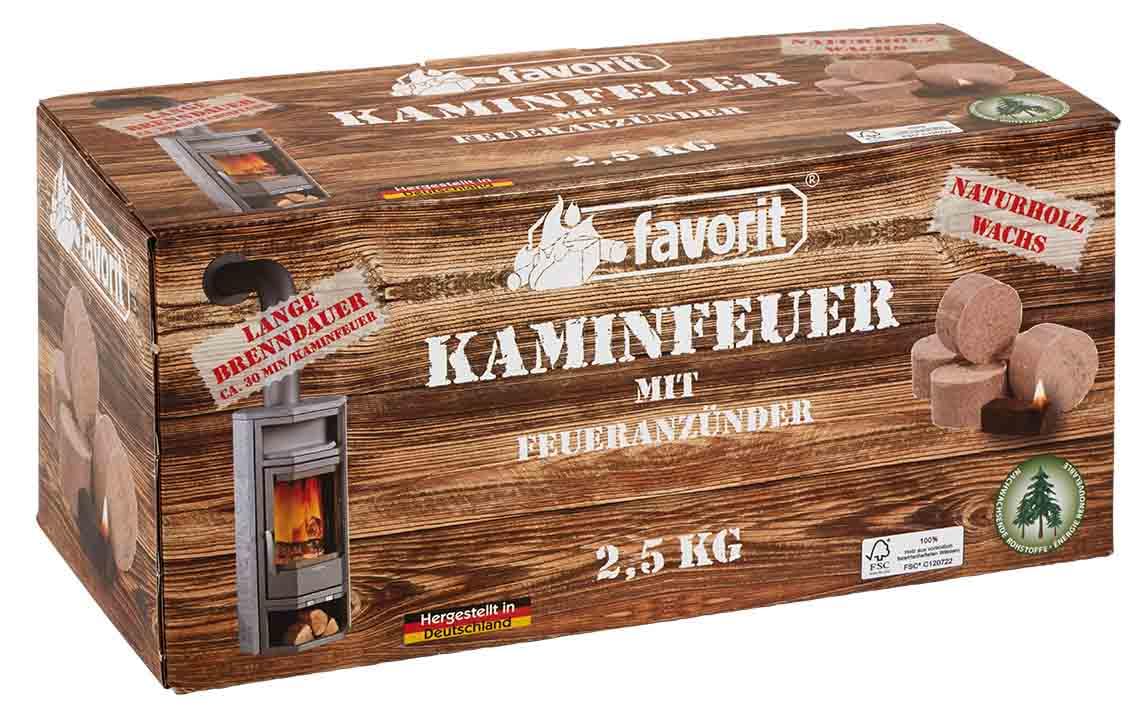 Favorit Lichtwürfel JUMBO 2,5 kg in wiederverschließbarer Faltschachtel aus Naturholz und Wachs (Kamin)