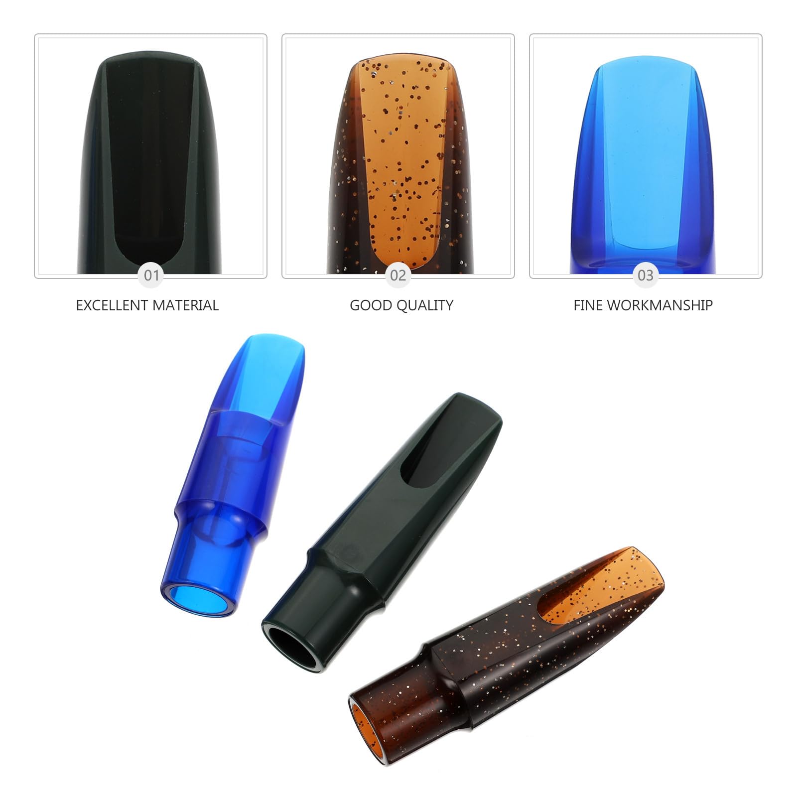 iplusmile Bec de Saxophone Alto Couleur Aléatoire 3 Pièces Saxophone en Plastique Étanche Son Pur, Accessoire Pratique Facile à Remplacer pour
