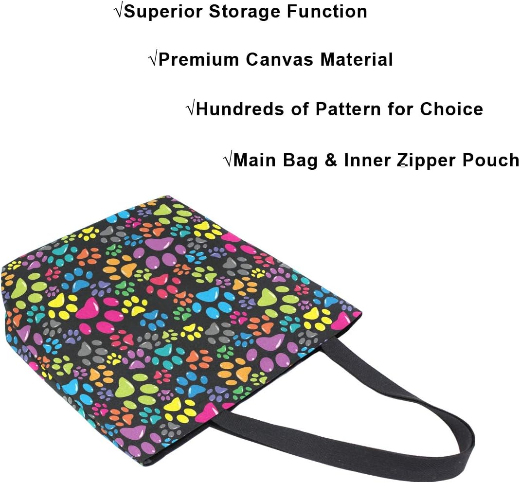 ZZKKO Canvas Tote Grocery Bag Shoulder Casual Book Bag Large for Women Teachers Cotton Bag Shopping Purse Handbag Reusable - Image 5