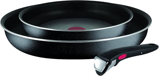 Tefal Ingenio Essential Try-Me Pan Set, 3 Pieces, Stackable, Removable Handle, Space Saving, Non-Stick, Black, L2009442