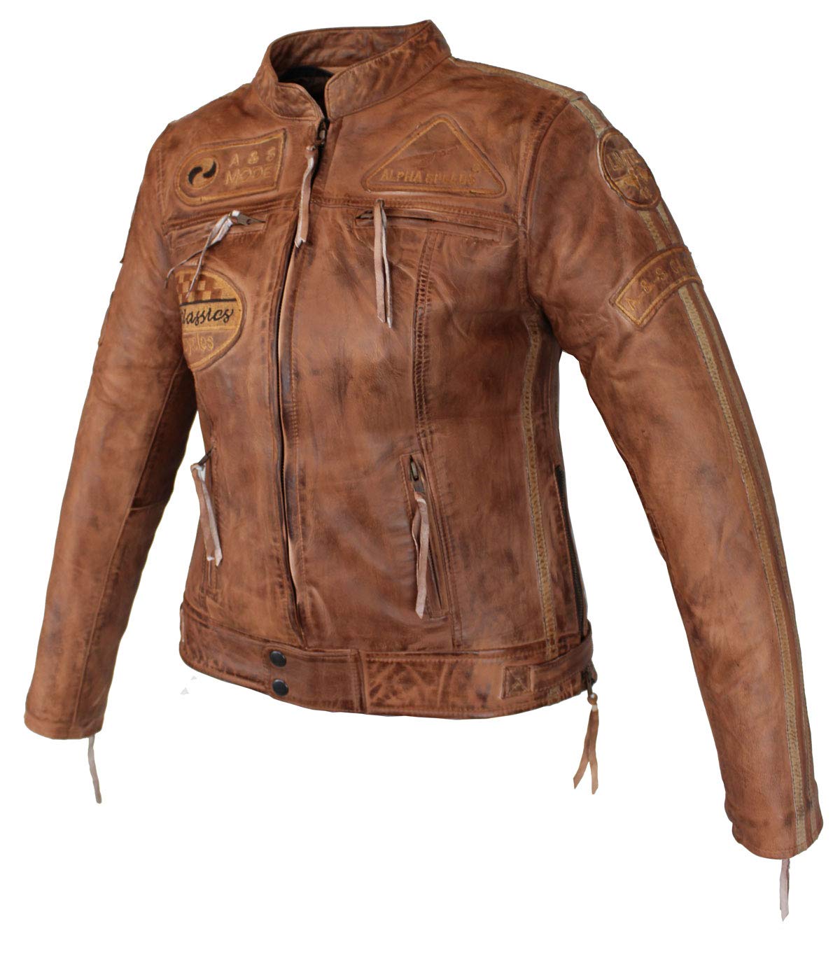 EURO STARS Damen Motorrad & Freizeit Lamm Leder Jacke Schwarz, Biker Ladies Leather jacket black