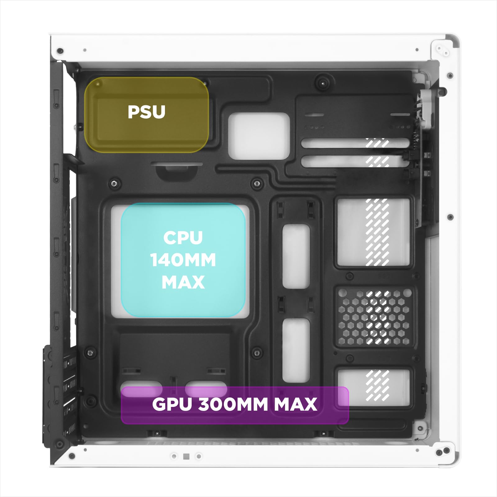 Nuwo Eguera A123 Case Compatto MicroATX per PC Desktop Office Mini Tower 0.6MM SPCC, USB 3.0, Pannelli Laterali in Mesh, Bianco