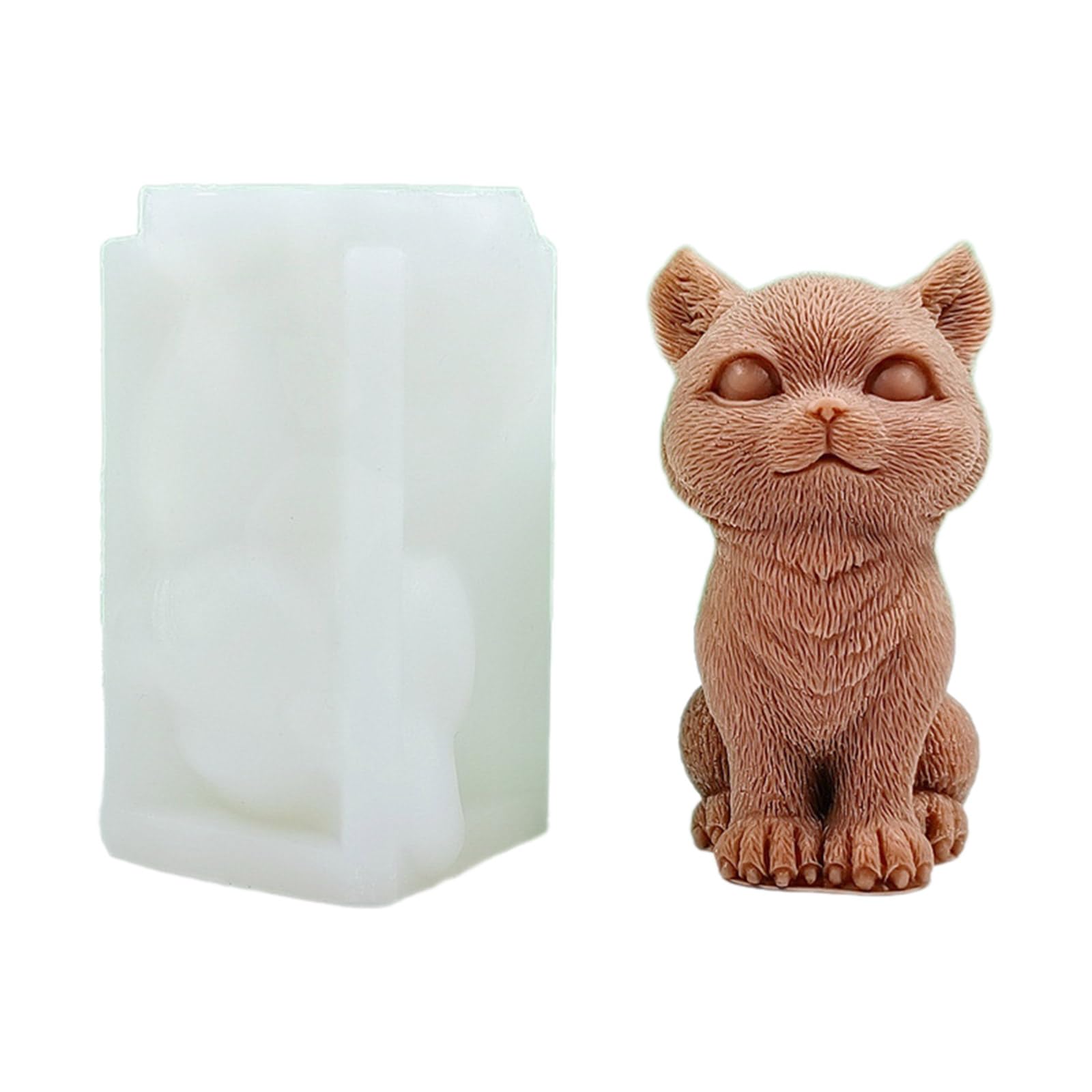 NEWFT Statue Crafts Mold Silicone Candle Cat Shape Handmade Craft Mold Silicone Ornament for Statue
