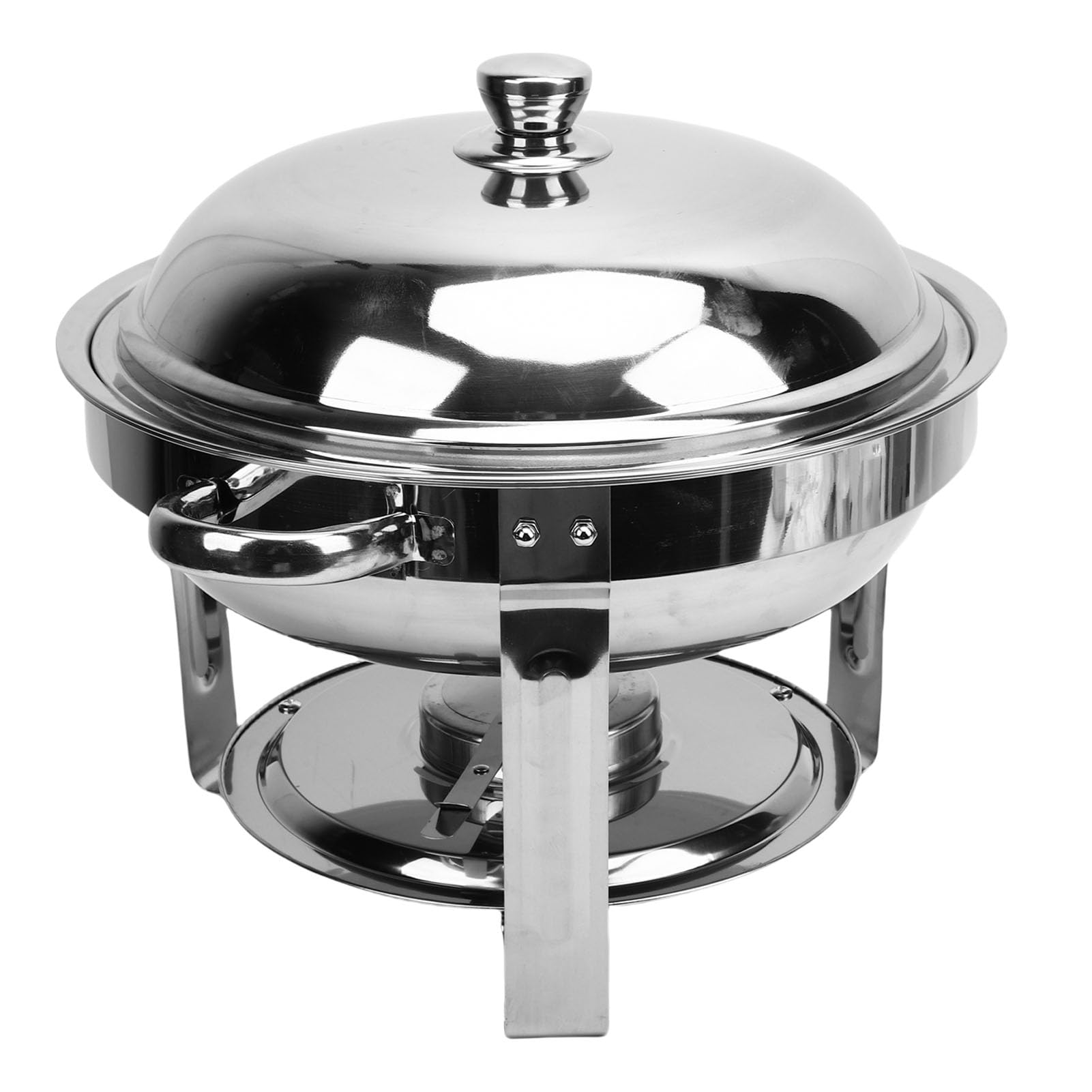 Chauffe-buffet rond en acier inoxydable 6 L avec réchaud amovible
