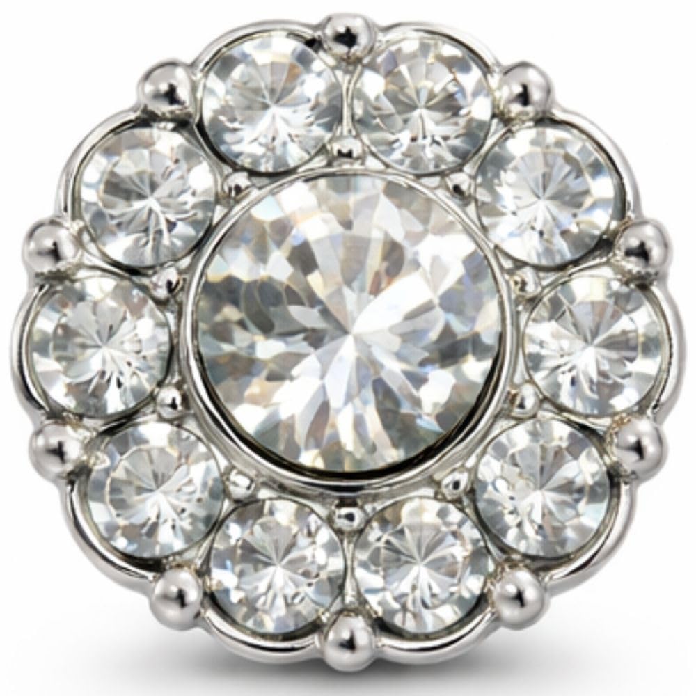 Small Silver Flower Diamante Shank Buttons - 11mm - Pack of 4 — image 1
