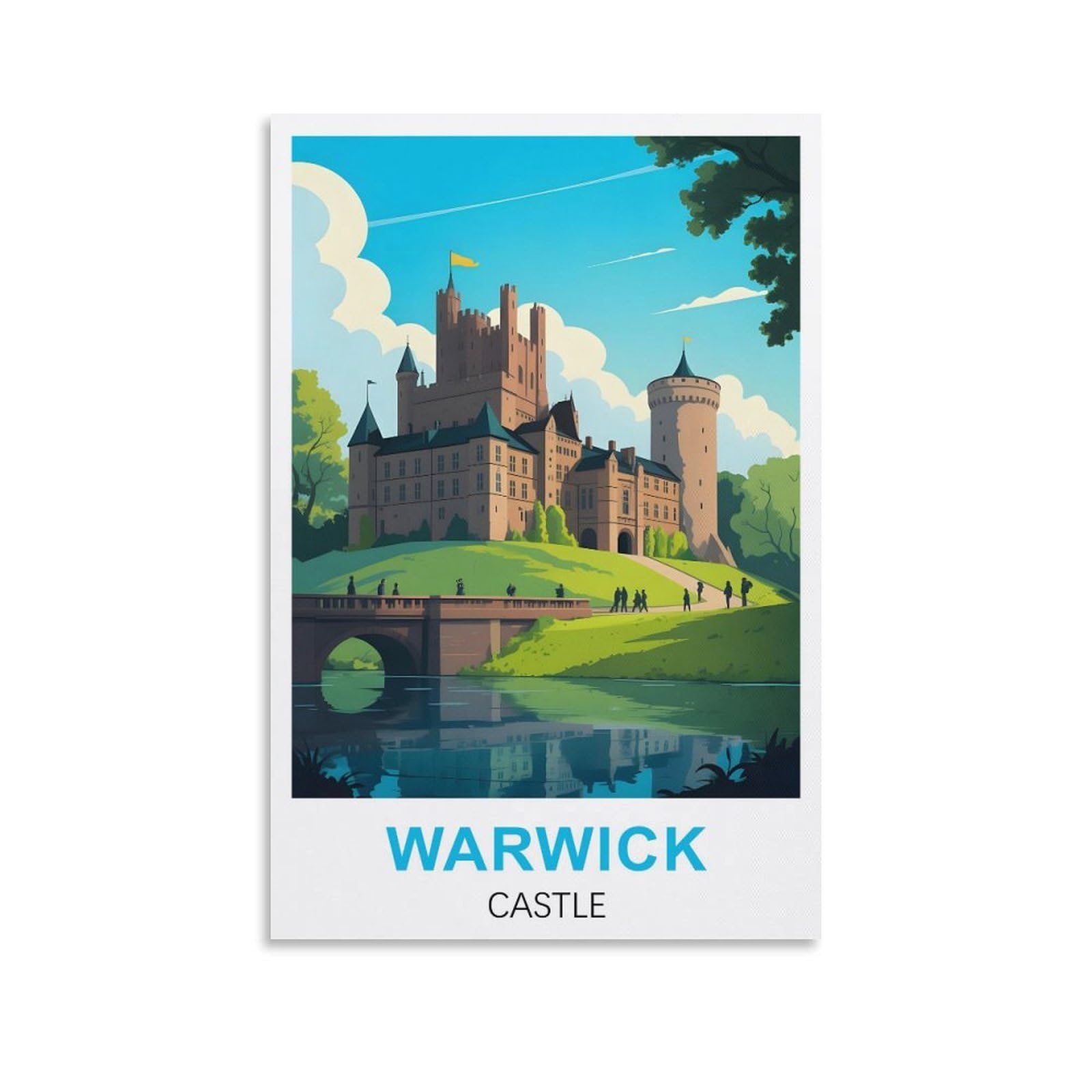 EZMLFA 5D Diamond Art Kits for Beginner,Warwick Castle England,Beginners,DIY Full Round Drill Diamond Dot Gem Art Kits for Adults,Crafts for Decor 40x50cm