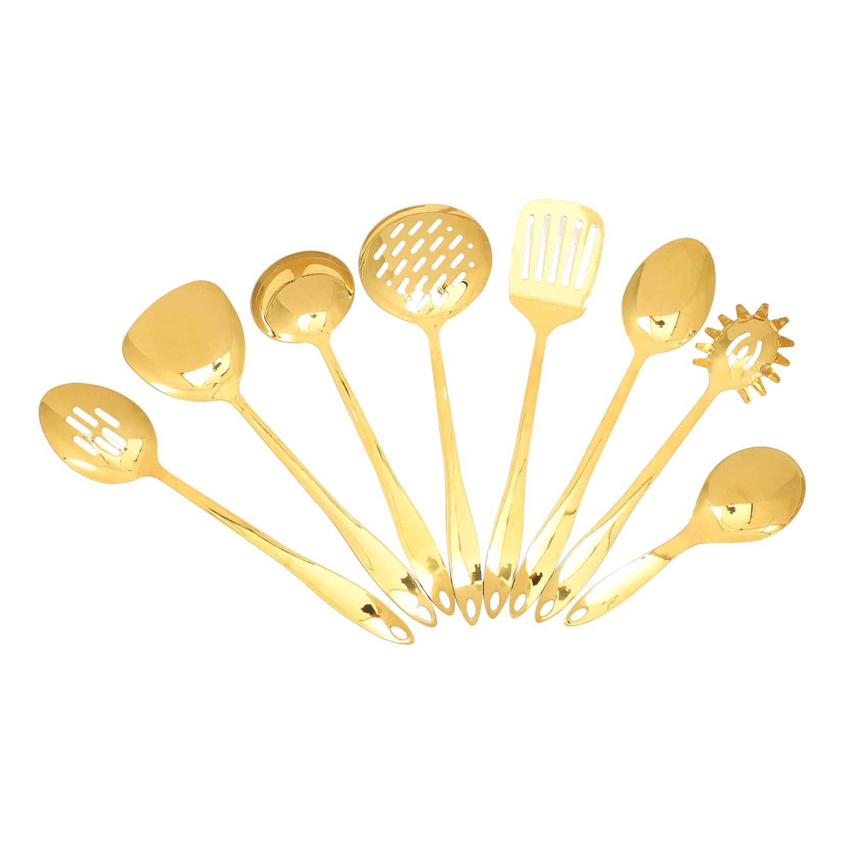 IMIKEYA Juego De Utensilios De Cocina Inoxidable Dorados, 8 Piezas De Acero Inoxidable, Espátulas y Cucharas De Cocina Para Uso Doméstico y Profesional
