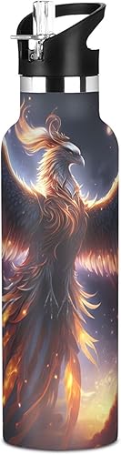 Botella de agua para niños de 20 onzas, aislada para niños y niñas, sin BPA, colorido fénix