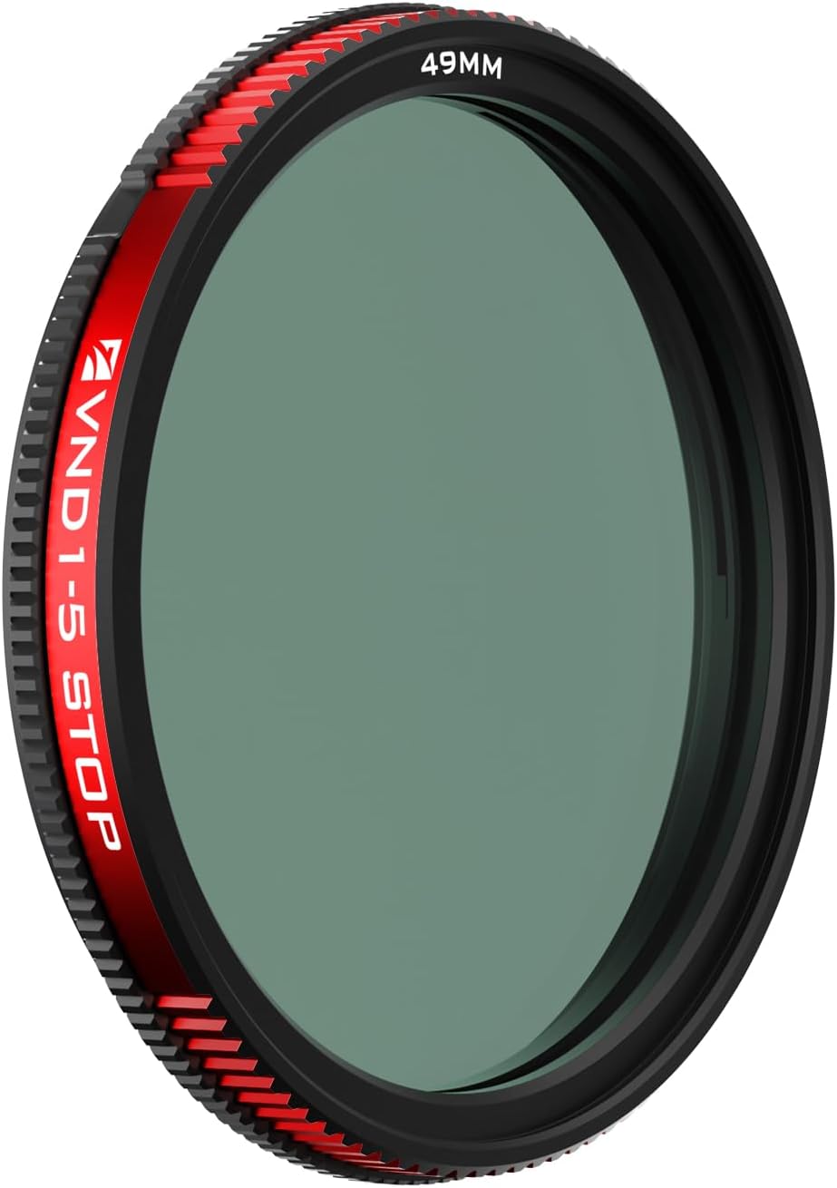 Threaded Variable ND Filter with 1-5 Stops of Light Control for Camera - 49mm