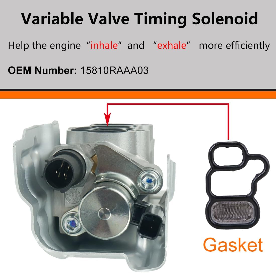 VTEC Solenoid Spool Valve Compatible with H-onda Accord CR-V, Spool Valve Assembly with Oil Pressure Switch Fits for Honda Civic Si, H-onda Element, Acura RSX Replace OE# 15810-RAA-A03,15810-RAA-A01