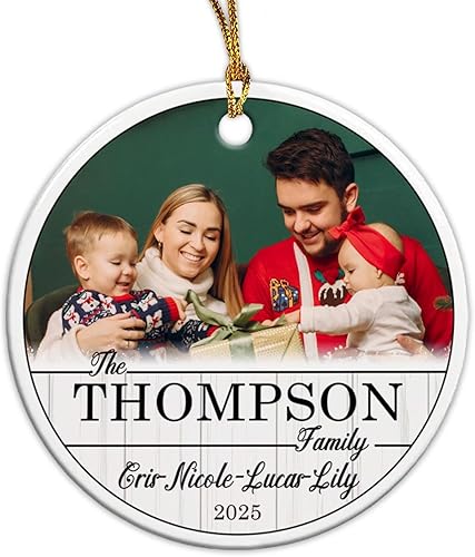 Vista 86 de Adorno de Navidad con foto personalizada de mi segunda Navidad 2025, adorno personalizado de cerámica para bebé, adorno colgante para árbol