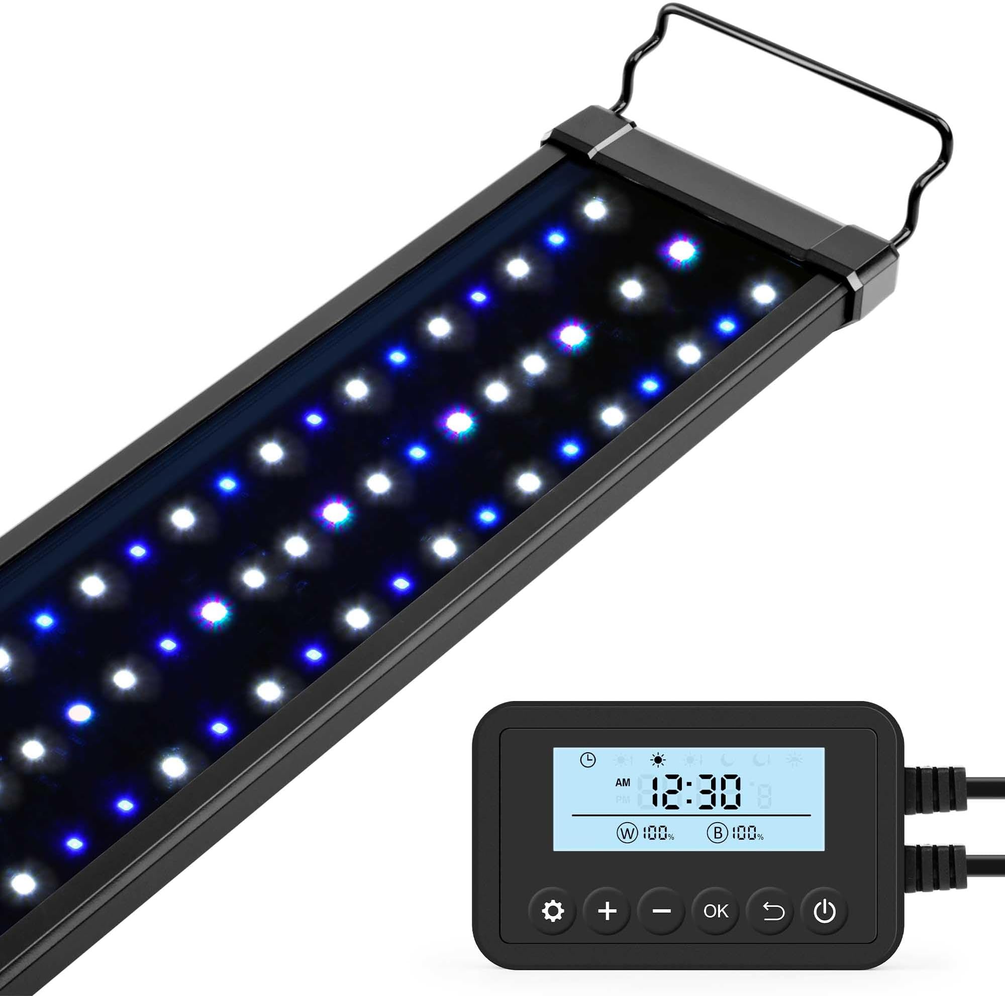20W Saltwater Aquarium Light, Marine LED Reef Light for Corals, Programmable Timer Controller, 18 to 24-Inch