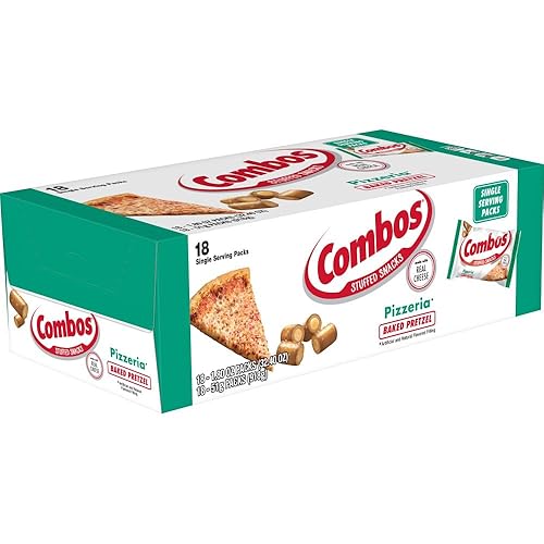 COMBOS Pizzeria Snacks - Pizza and Pretzels Snack Bags 1.8 Ounce, Pack of 18, Baked Pretzel Snack COMBOS Bulk Box - Pizzeria