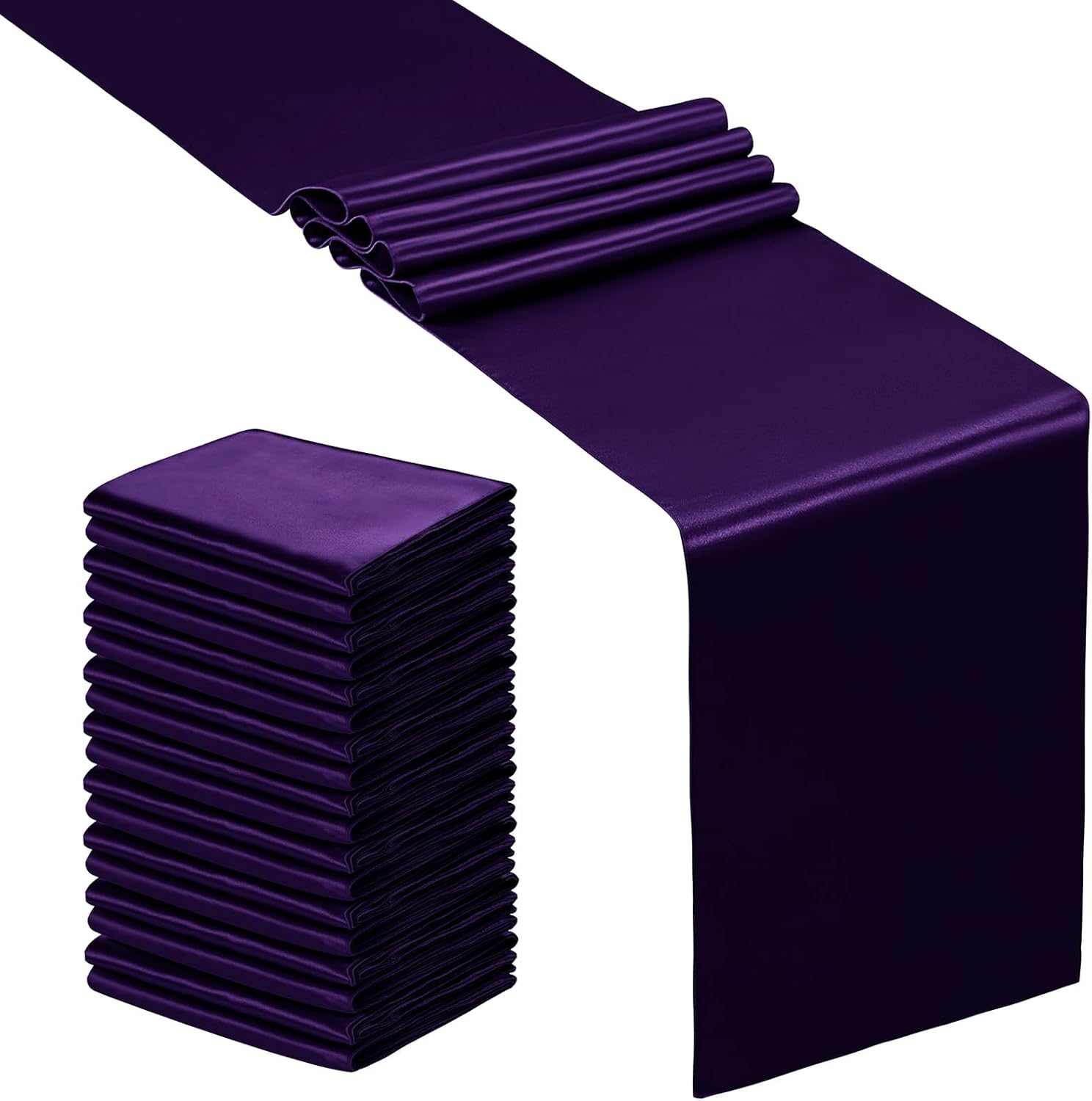 SiinvdaBZX 24 Pcs Purple Satin Table Runner 12 x 108 inches Long, Bright Smooth