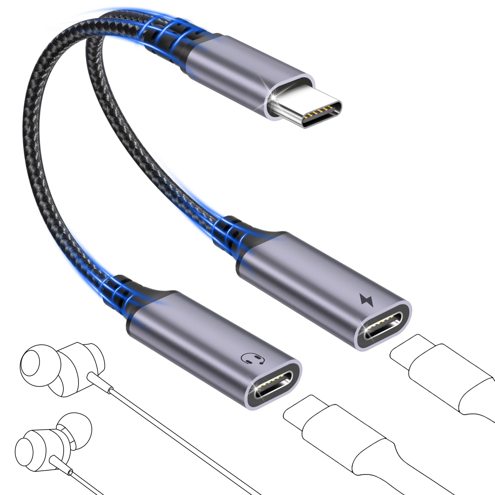 Adattatore USB C Jack audio - Caricatore USB-C e Adattatore cuffie /spinotto audio