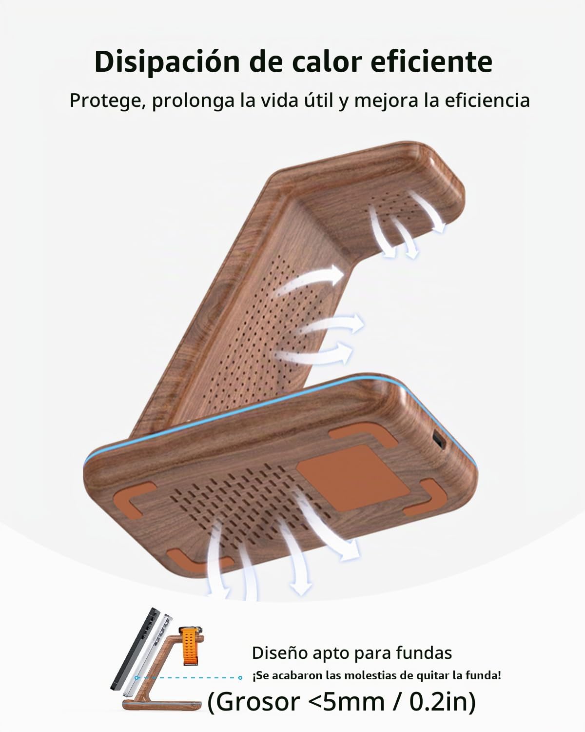 JoyGeek Cargador Inalámbrico para Samsung, Estacion de Carga 3 en 1 para Samsung S25/S24/S23/S22/ZFlip/Fold, Base Carga para Galaxy Watch Ultra/8/7/6/5/4/3, Carregador sem fios para Galaxy Buds-Bambú