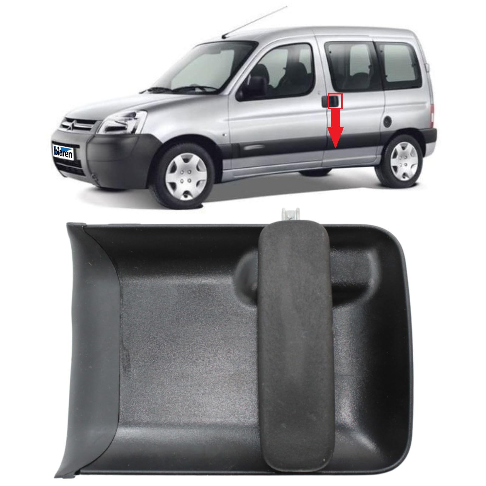 BIAREN Exterior Side Sliding Door Handle Left for Citroen Berlingo Peugeot Partner (1996-2008) 9101.Q7 9101Q7