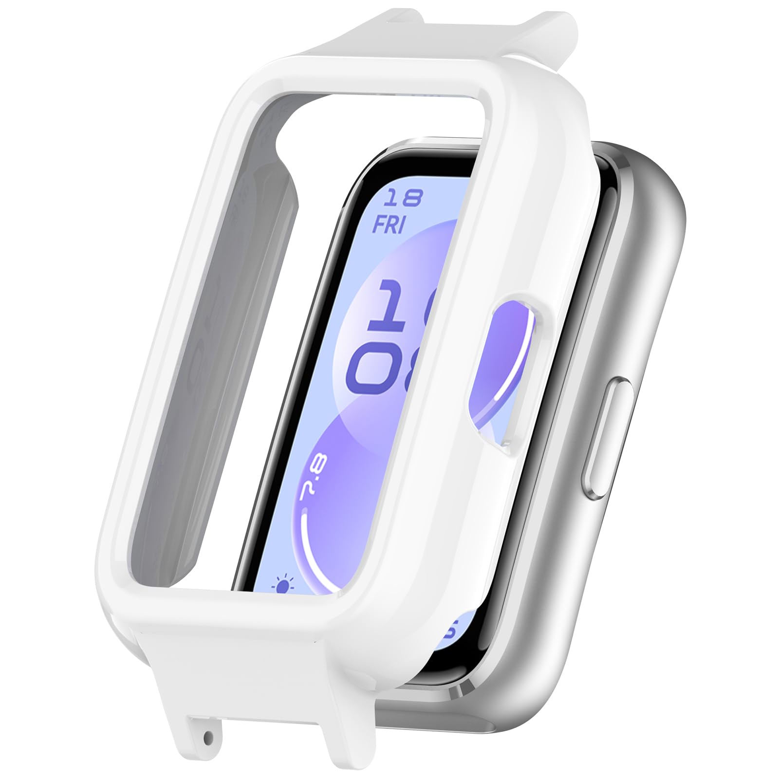 for Huawei Band 11/11 NFC Watch Case Hard PC Protective Cover with 12mm Button Cutouts - White-image-46