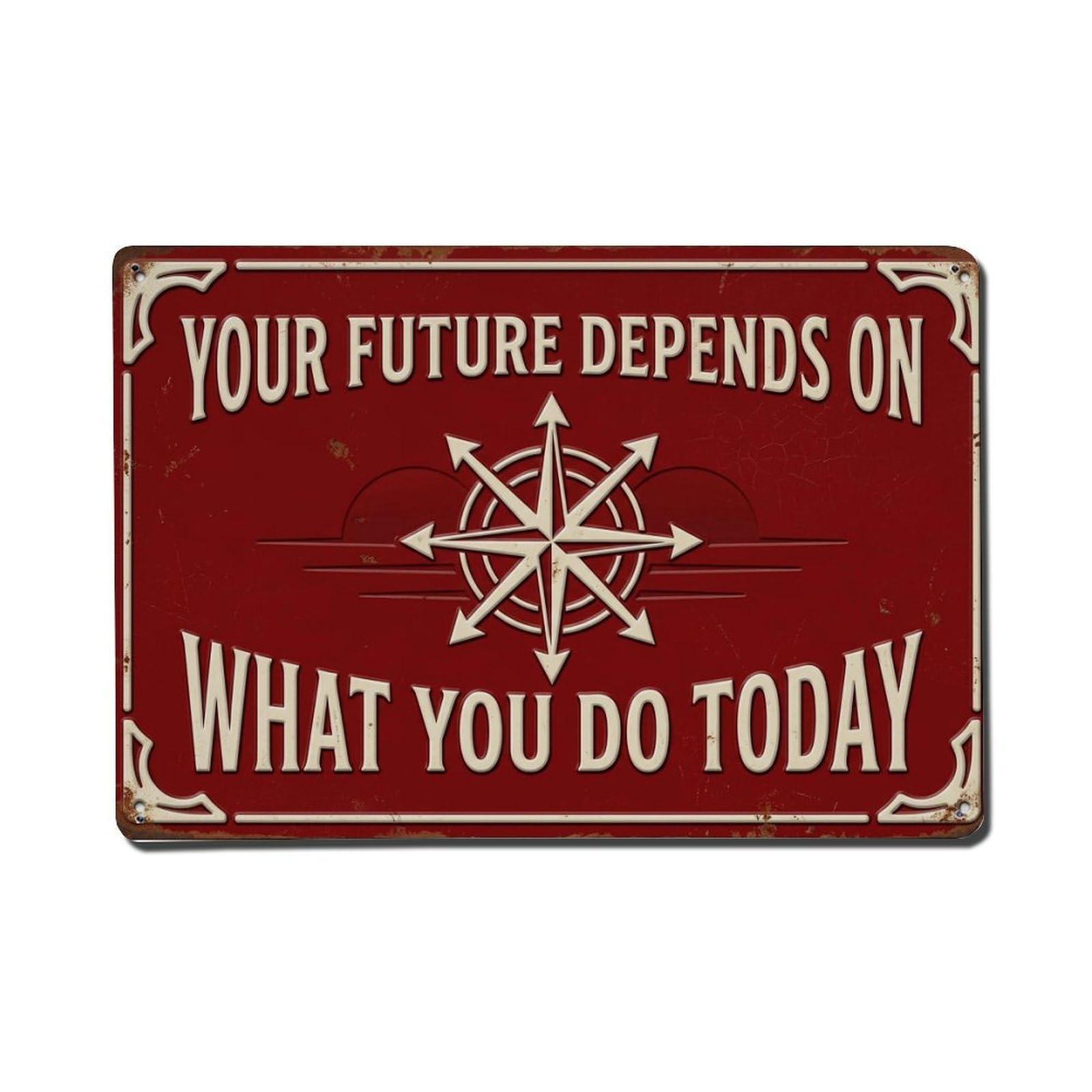 Future Depends What Garage Retro Motivational Slogans Metal Tin Sign Plaque Wall Decor for Cafe, Club Bar, Office, Home Garden Metal Poster 8x12Inch