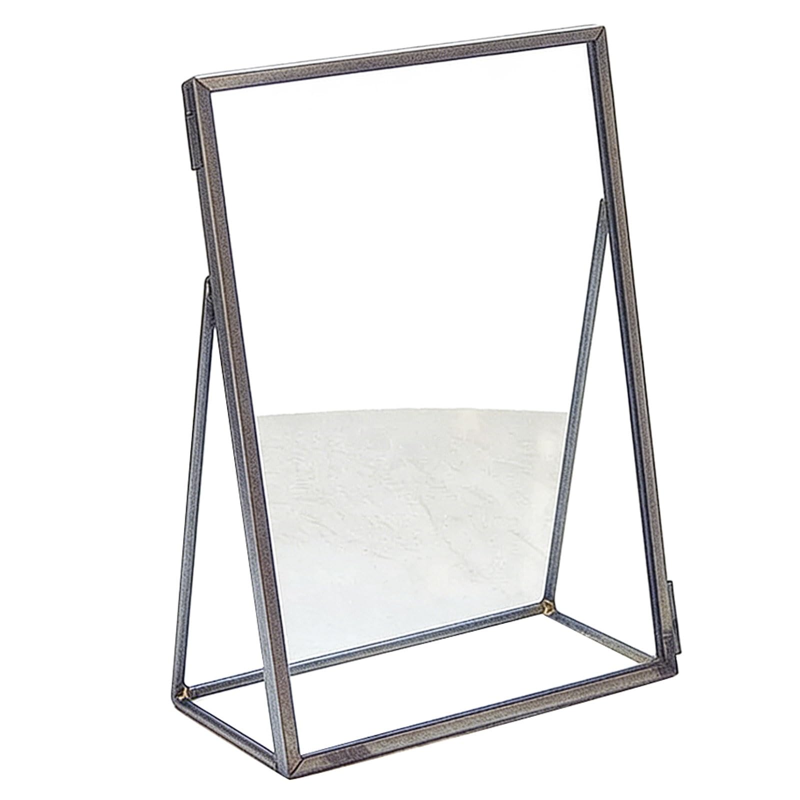 Vintage Metallic Glass Photo Frame for Couple Wedding Photos, Leaf Specimens, Tabletop Frame with L-Shaped Stand photograph(Nero,A4)
