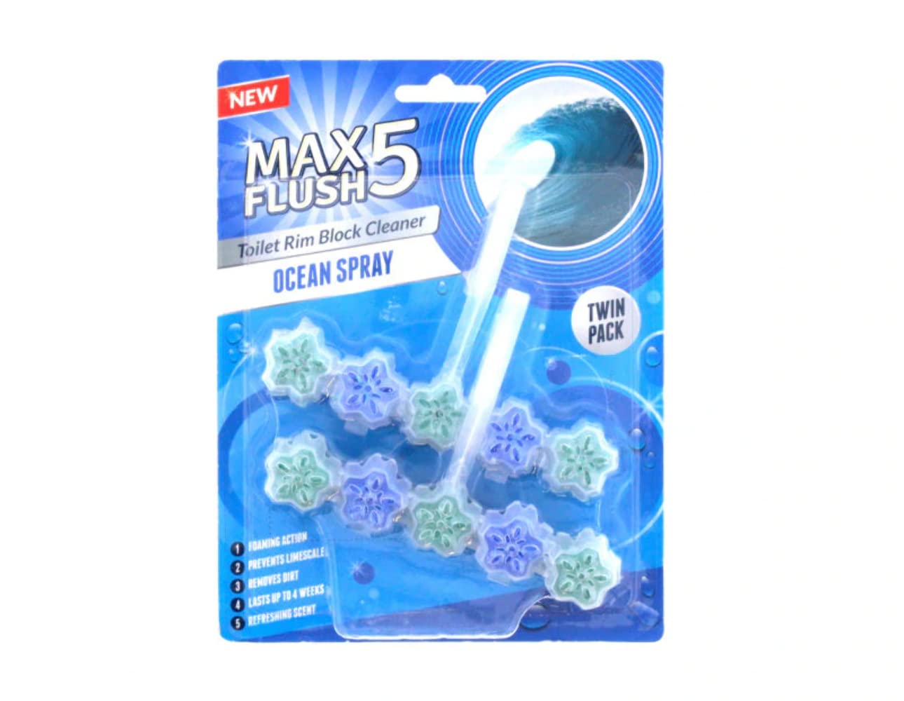 Max Flush 5 Ocean Spray Toilet Rim Block 90G 2 Pack