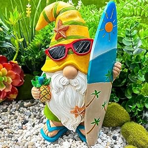   Mood-Lab-Garden-Gnome-Surfer-Gnome-Figurine-91-Inch-Tall-Funny-Lawn-Statue-for-Outdoor-House-Decor