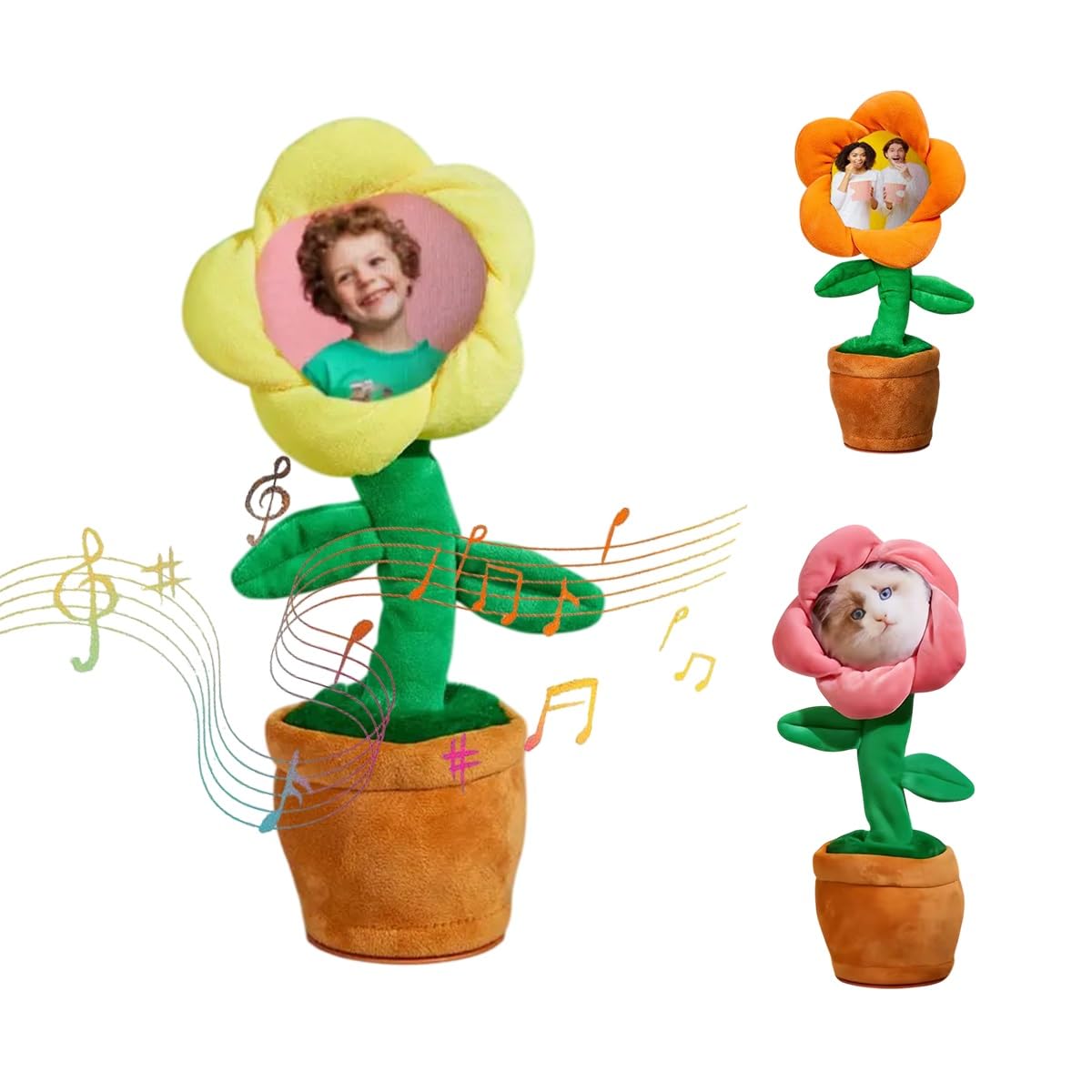 Custom Photo Dancing Plant Recording Music - Interactive Singing & Talking Plush Toy, Personalized Funny Face Dancing Flower, Sunflower Voice Toys Repeats What You Say, Gag Birthday Festival Gifts
