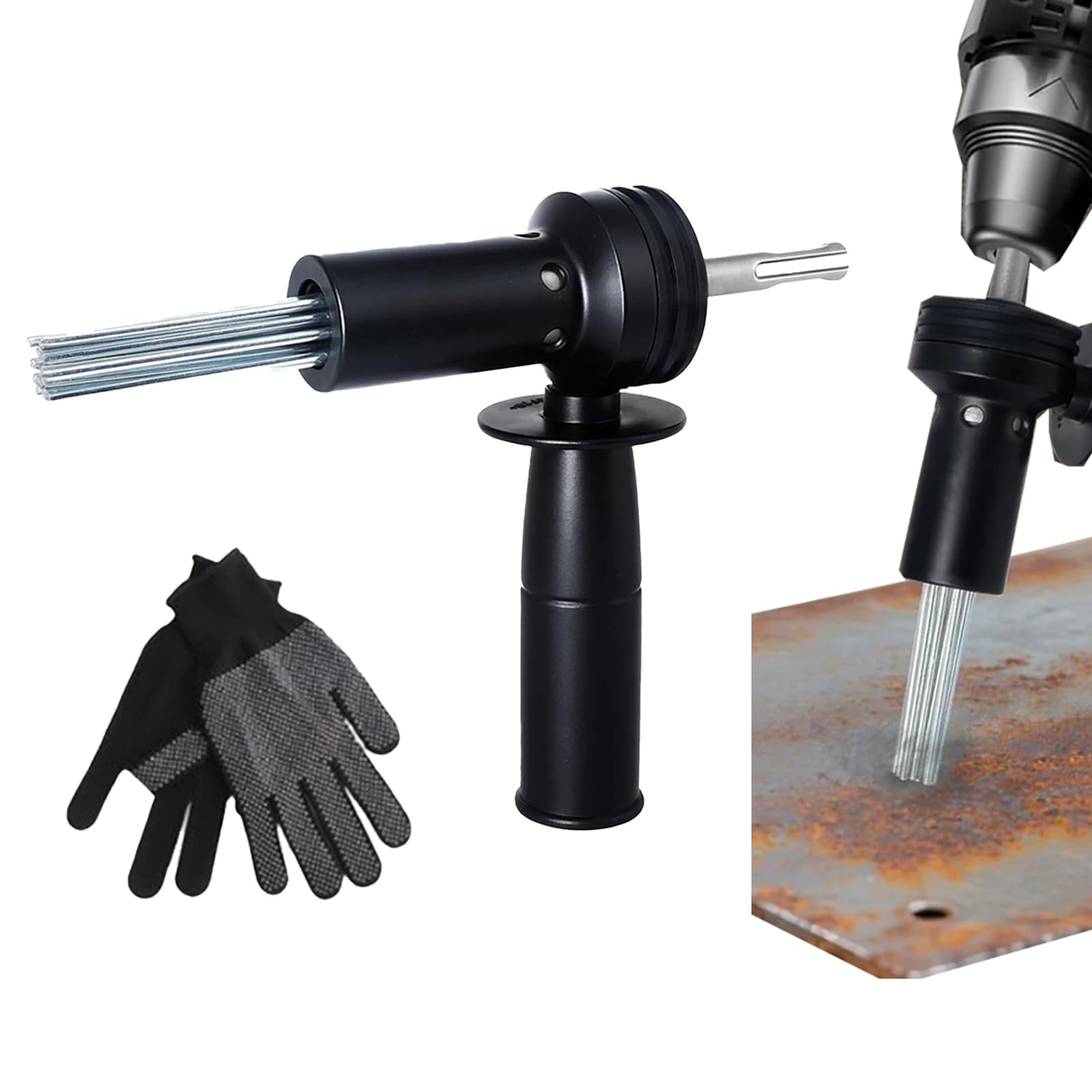Needle Scaler Attachment With Sds Shank And 18 Electric Needle Scaler Adapter With 1 Pair Of Gloves For Paint Rust Dirt And Welding Dust Remover Hardened Alloy Steel