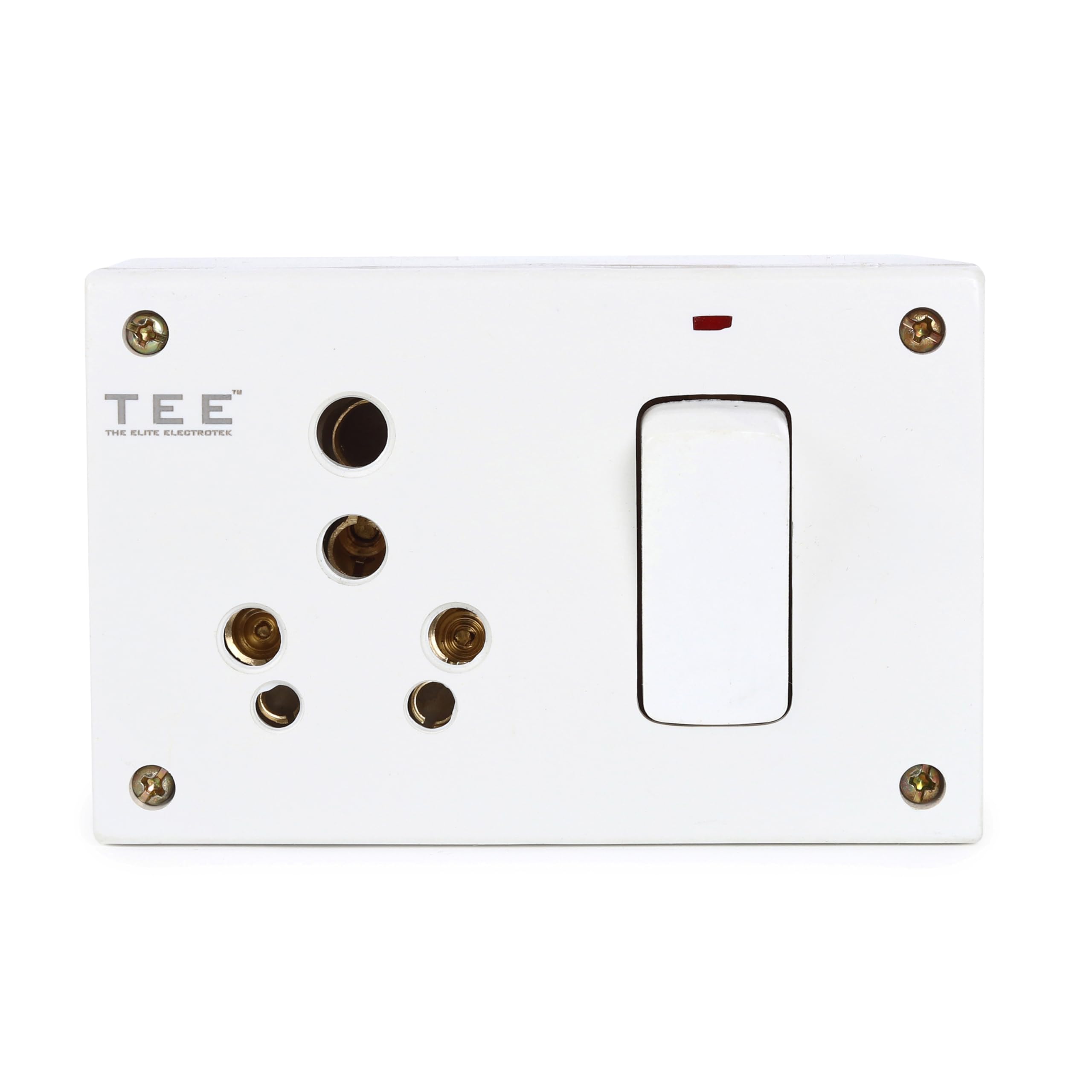 THE ELITE ELECTROTEK Combined Box 16A with Universal Socket, Master Switch, LED Indicator | 240V Power Utility Box for Home, Office, Appliances | Without Wire, 6 Month Warranty(COMBINED BOX+INDICATOR)