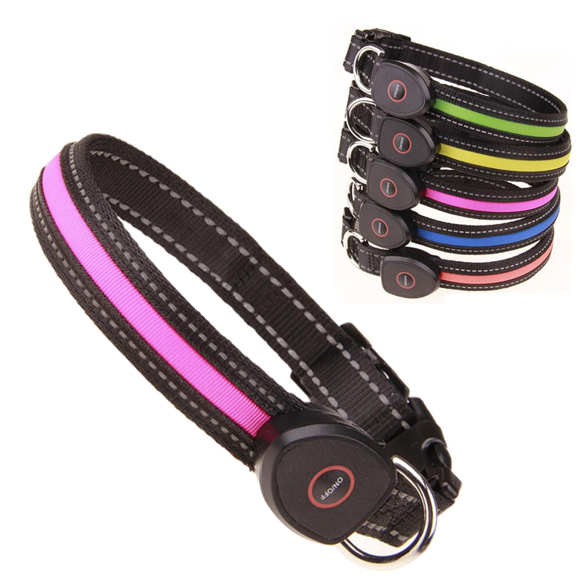 Kisangel Lot De 3 Colliers Lumineux LED pour Chien Rechargeables par USB Clignotants pour La Nuit Haute Visibilité Taille L