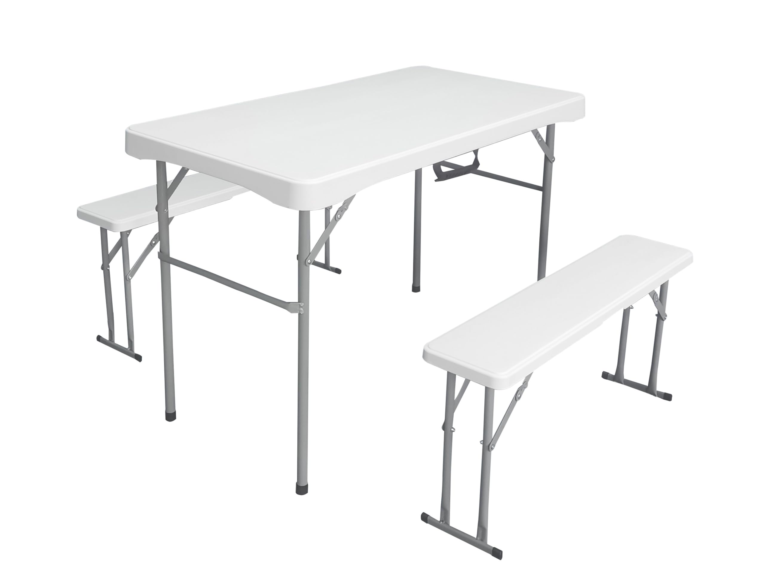 KG KITGARDEN - Set Picnic Mesa Plegable + 2 Bancos, 113x62x71cm, Blanco - Folding Picnic