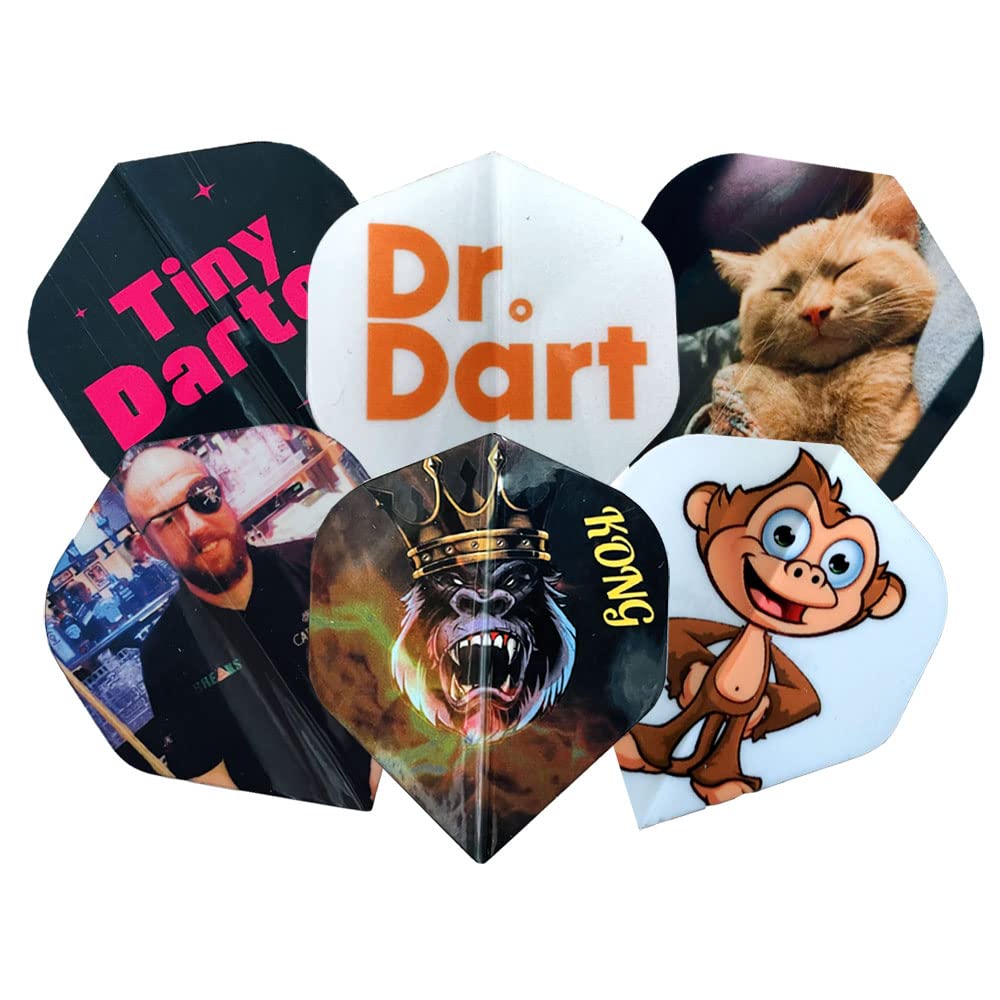 Custom Printed Dart Flights – Personalised with Your Logo or Photo and Text– 5 Sets (15 Flights) – 2 or 4 Sided Print – Dart Team, Pub & Gift Use