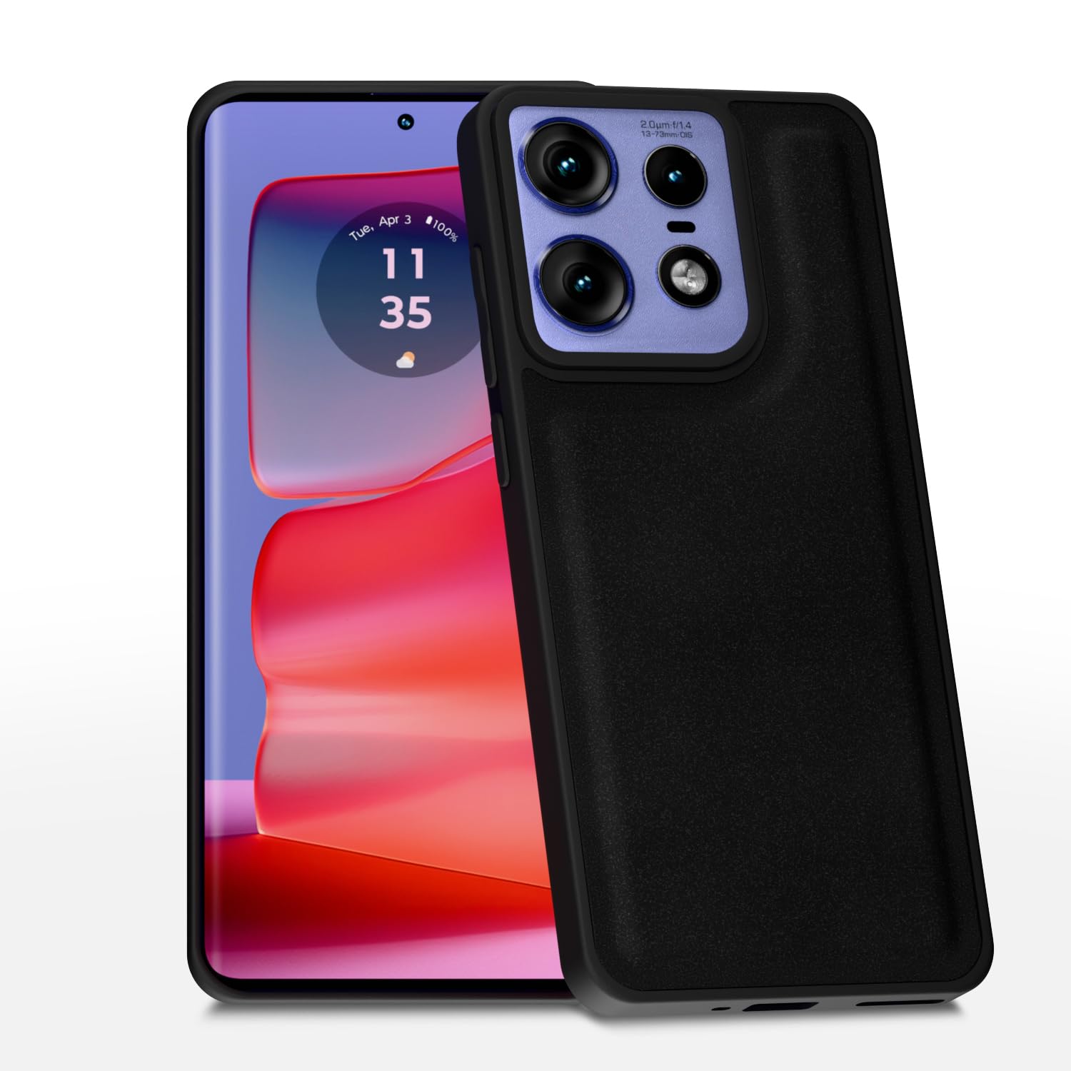 Amazon Basics Back Cover for Moto Edge 50 Pro 5G | Premium PU Leather | Soft Touch Finish | Full Camera Protection | Raised Edge Bumper Case (Black)