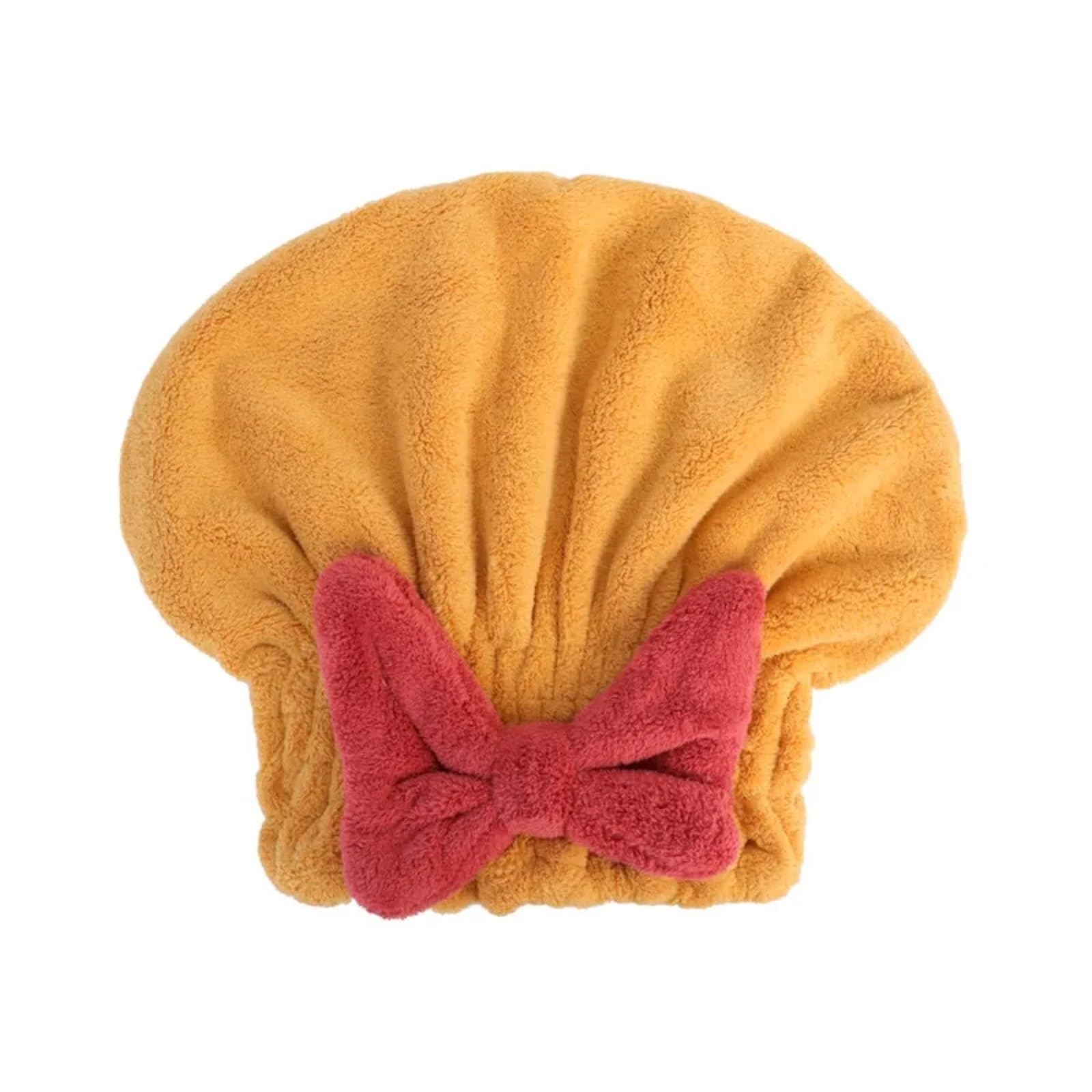 LUYSGBXR Hair Towel Hair Drying Cap Microfiber Super Absorbent Quick Dry With Bow Knot Elastic Band Turban Wrap For Women Bath Spa Travel(Yellow)