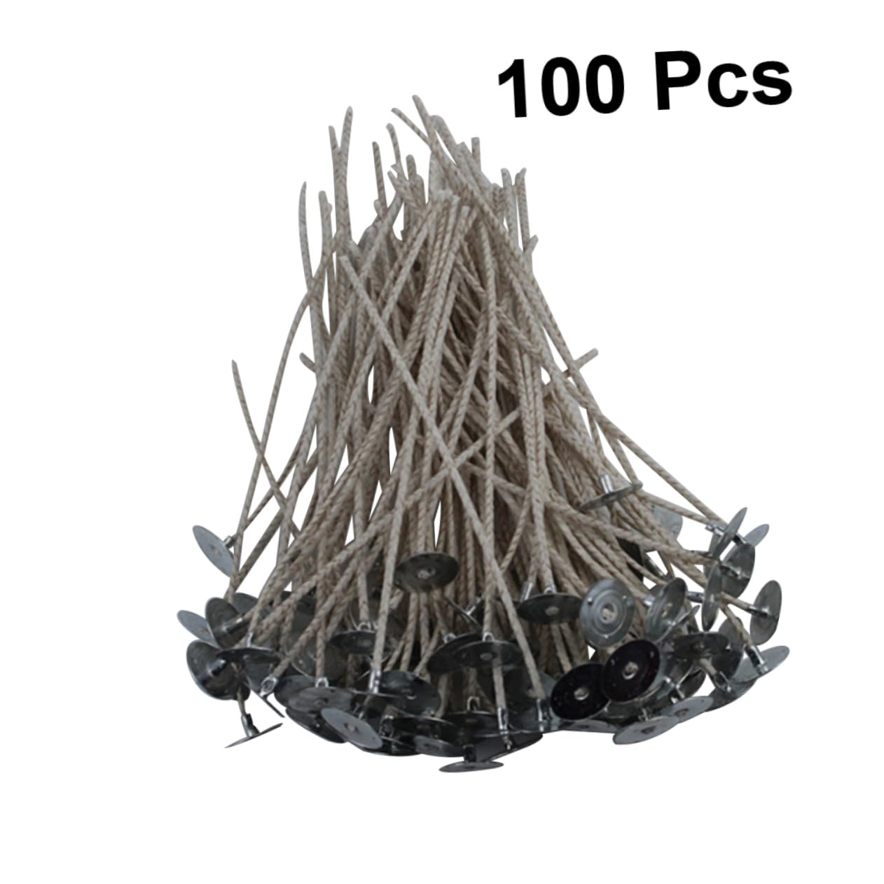 100pezzi Kit Per Produzione Candele Stoppini Cera Naturale Con Base e Adesivi Per Fai Da Te e Decorazioni Festive