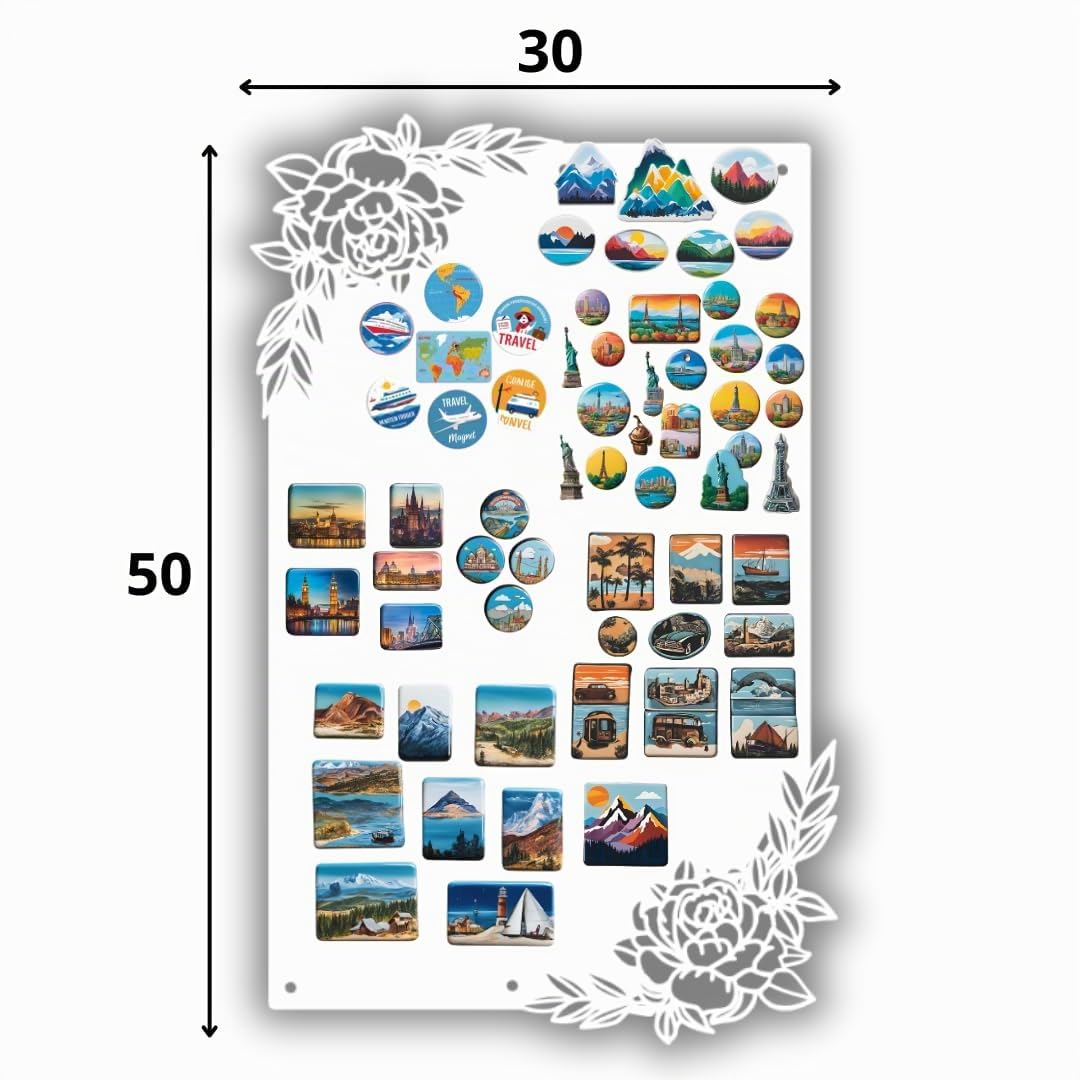 Tableau Magnétique motif fleurs Blanc 30x50 cm