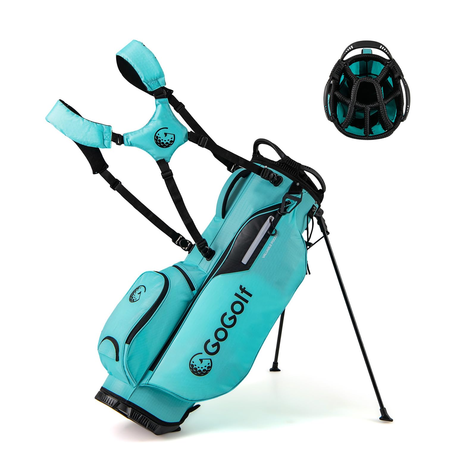 LIFEZEAL Golftasche, Leichte Stativtaschen mit 8 oberen Fächern und 5 Reißverschlusstaschen, Golfbag mit Regenschirmhalter, Regenschutz & verstellbarem Schultergurt für Frauen & Männer