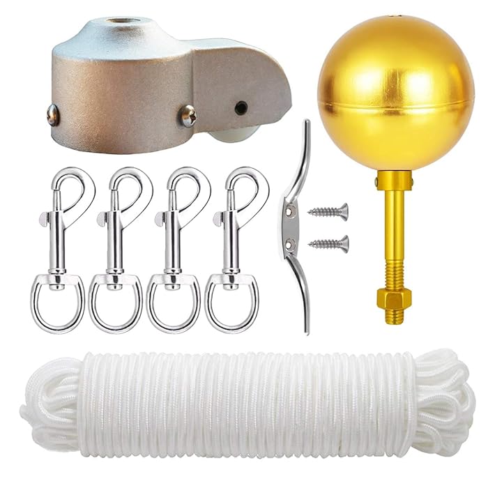 Buy EKEV Flag Pole Hardware Parts Repair Kits 3" Topper Gold Ball