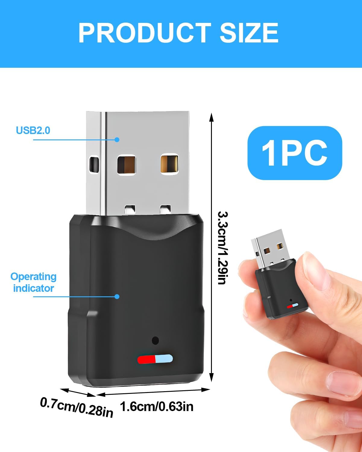 USB Bluetooth 5.3 Adaptador para PS5/PS4/PC/Switch, 3 Mbit/S Baja Latencia Adaptador Bluetooth 5.3 Receptor Transmisor De Audio USB para Macos/Windows/Altavoces/Auriculares, Plug and Play