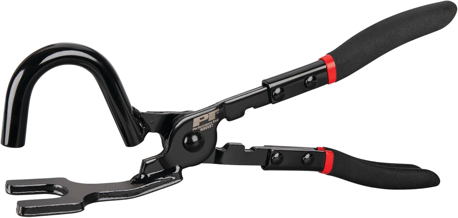 Performance Tool W80687 Exhaust Hanger Pliers - Cushion Grips, Remove Rubber Exhaust Hanger Supports, Cars, Trucks, Universal Fit, Black