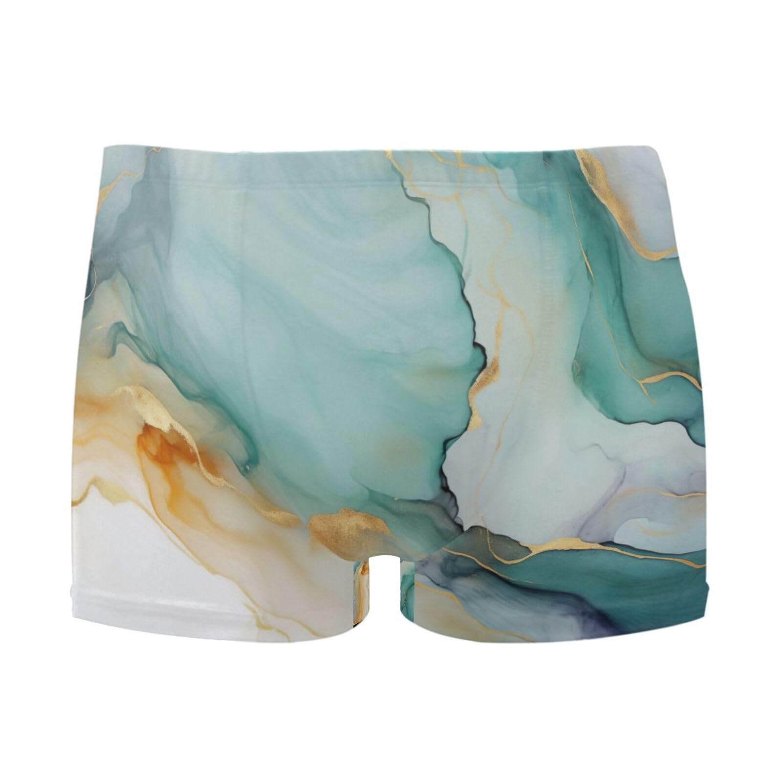 UMIRIKO Green Gold White Marble Mens Swim Trunks Swimwear Bathing Suit Swim Brief Square Leg Board Short S-3XL 202b4044